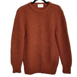 Far Afield Crewneck Chunky Knit Sweater Sz 2 Medium Fisherman Wool Bld Ski Brown